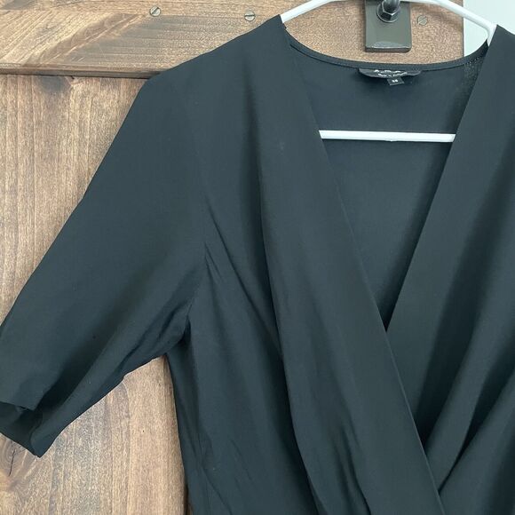 APC dress Womens 36 Black Mathilda Tie Crepe Viscose Vneck Pleats Classic - Picture 7 of 13